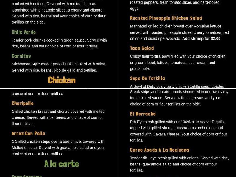 Fiesta cancun Mexican grill Menu