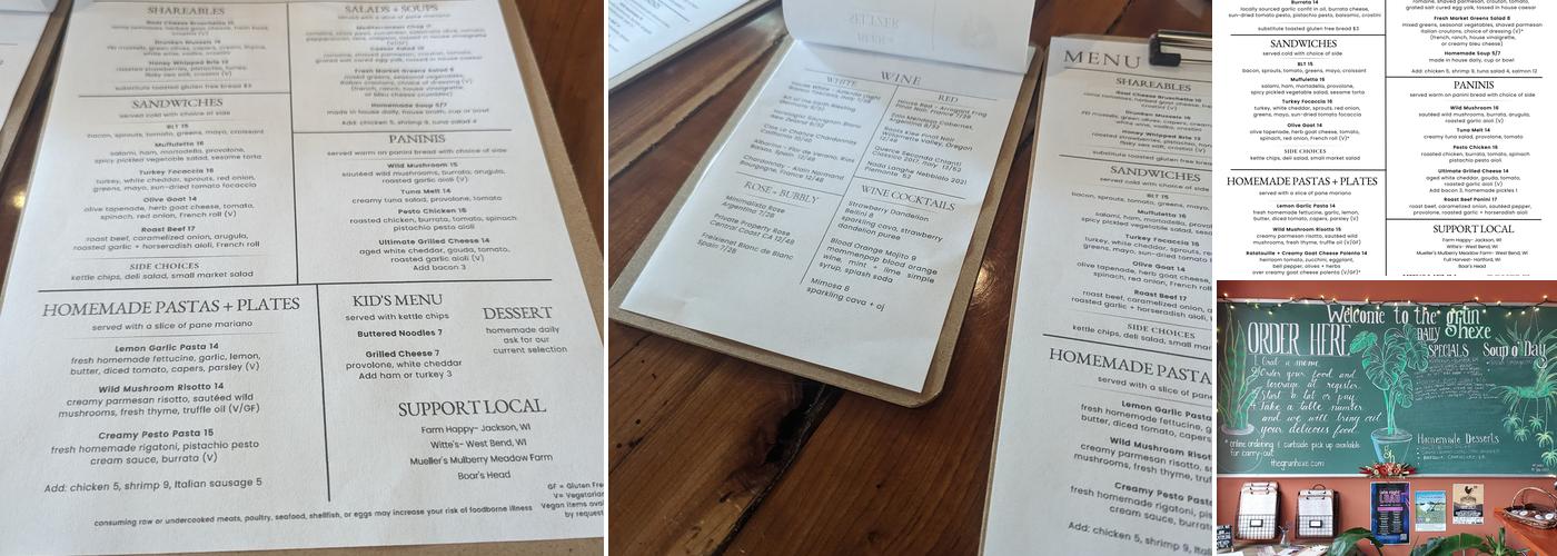 The Grün Hexe Kitchen + Catering Menu