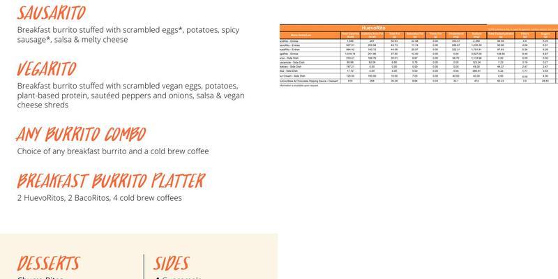 HuevoRito Menu