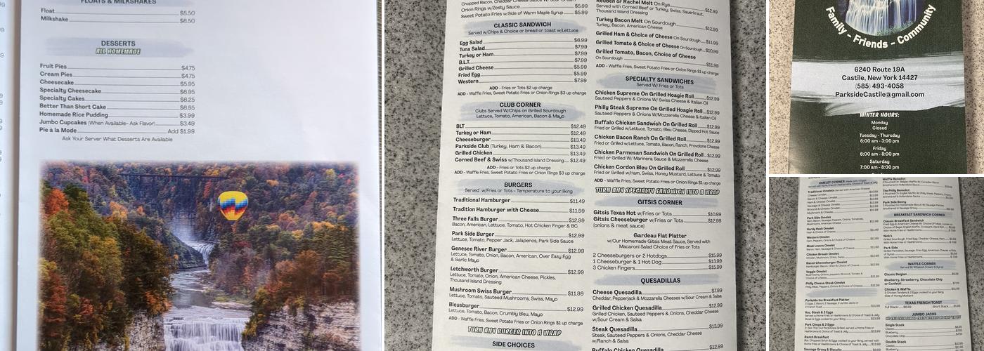 Parkside Diner Menu