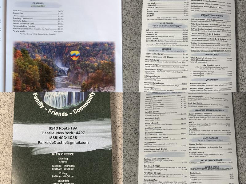Parkside Diner Menu