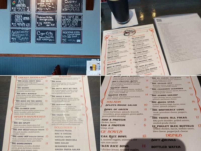 Spliff's Gastropub Bayard Menu