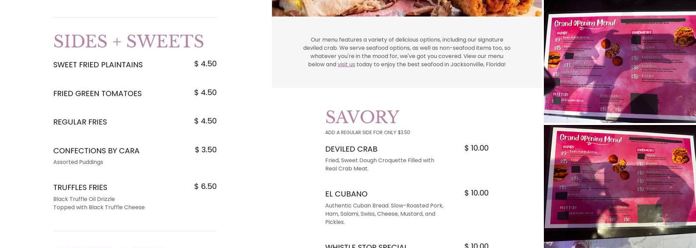 Two Sisters and A Deviled Crab Menu