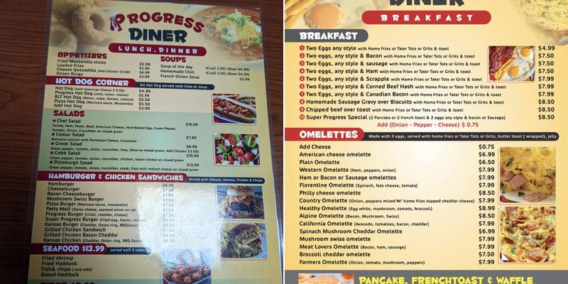 Progress Diner Menu
