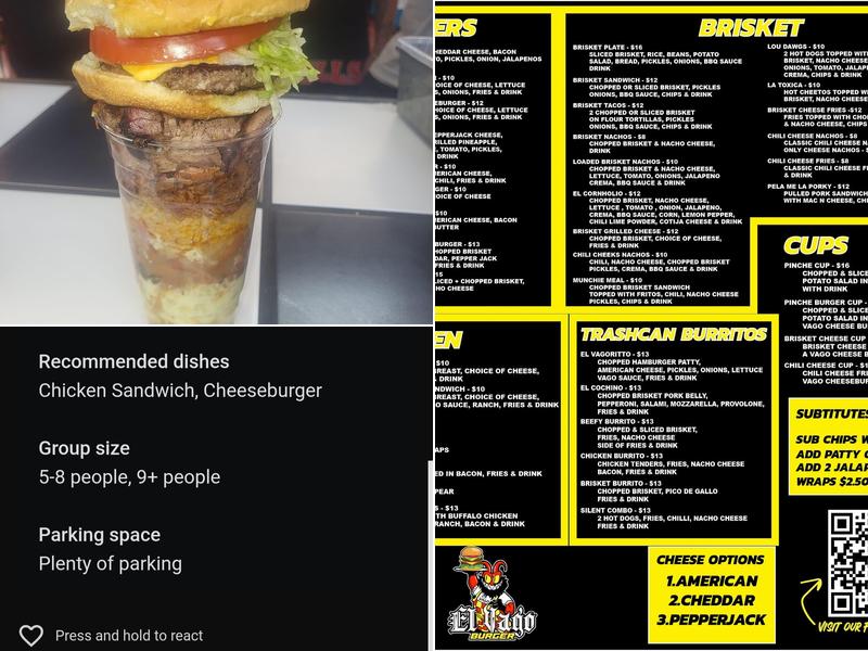 El Vago Burger & BBQ Menu