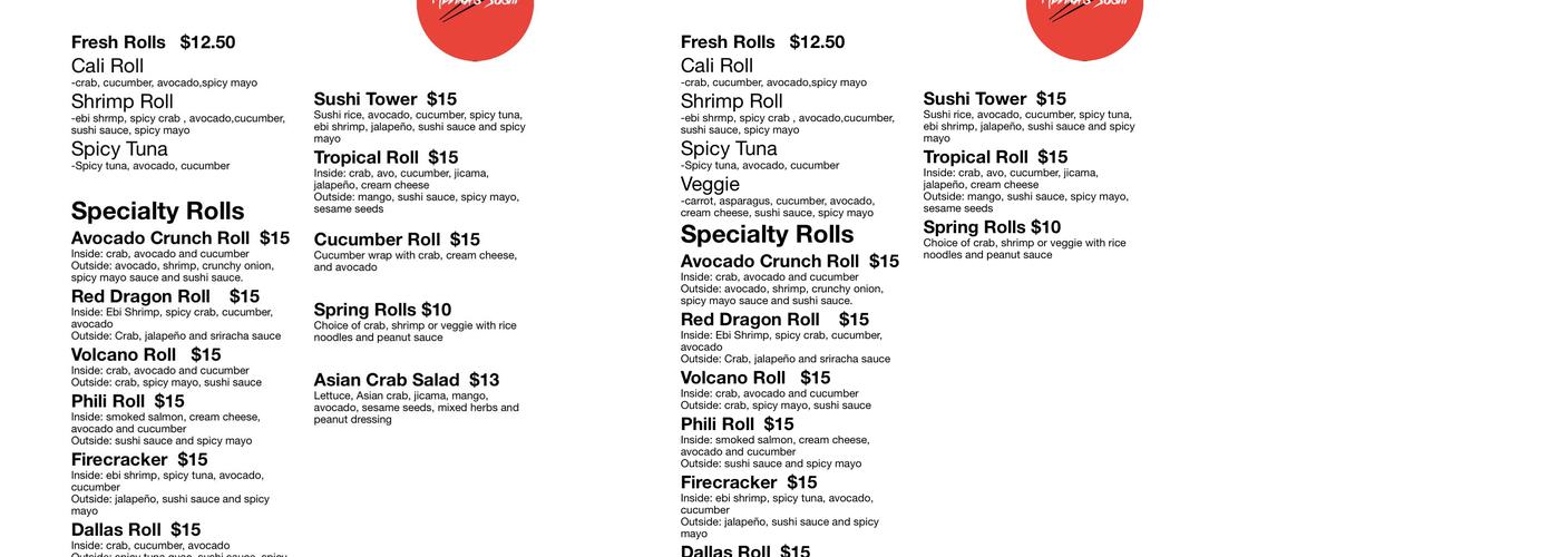 Medina’s Sushi Menu