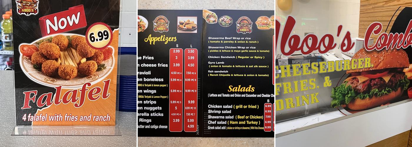 Aboo's Burger Menu