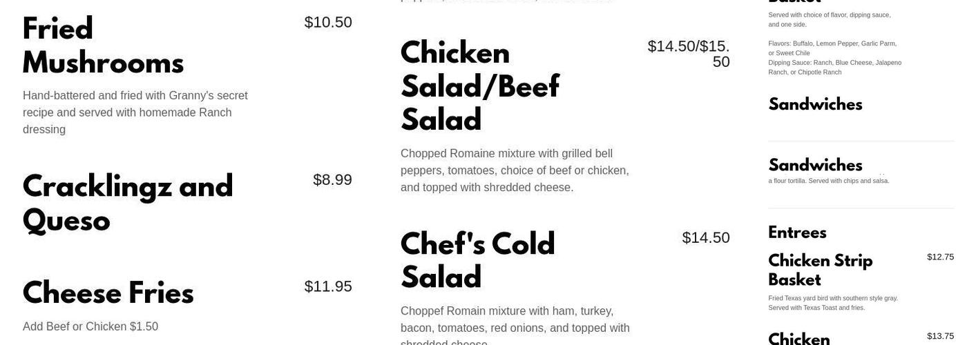 Holleman Tavern Menu