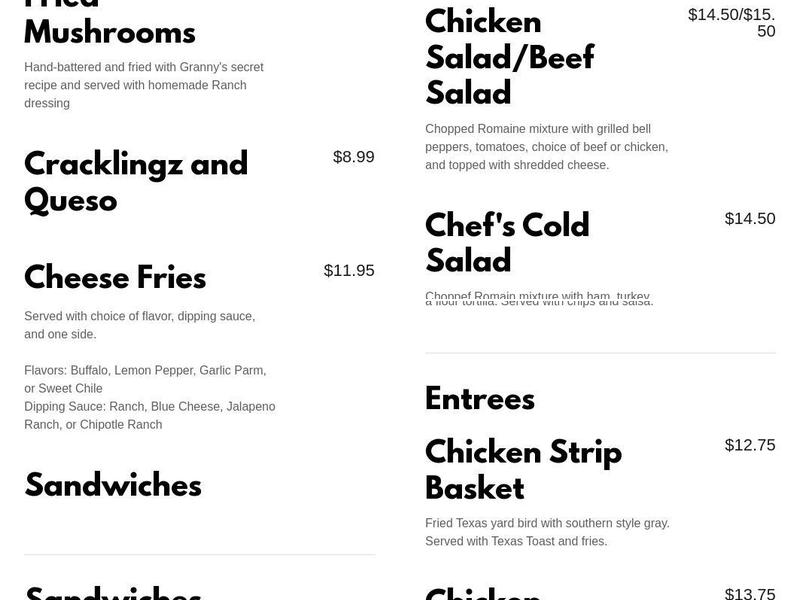 Holleman Tavern Menu