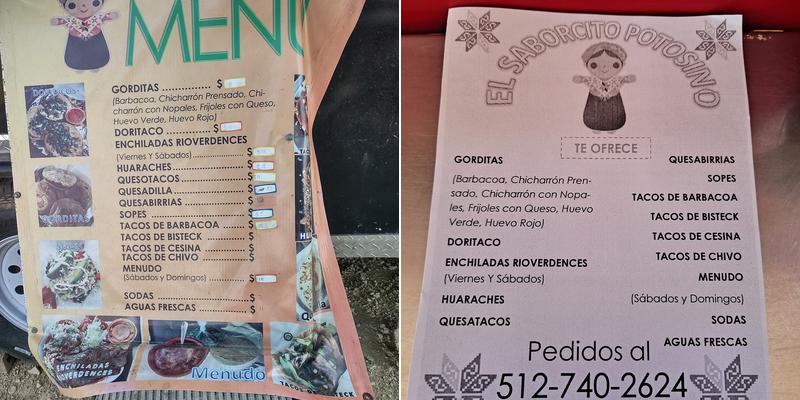 El Saborcito Potosino Menu