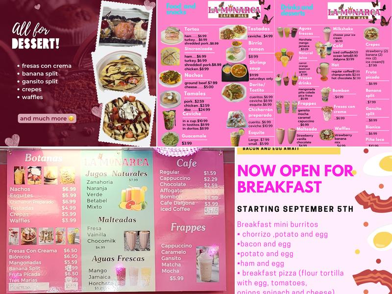 La Monarca Café Y Mas Menu