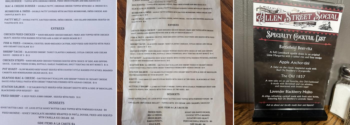 Allen Street Social Menu