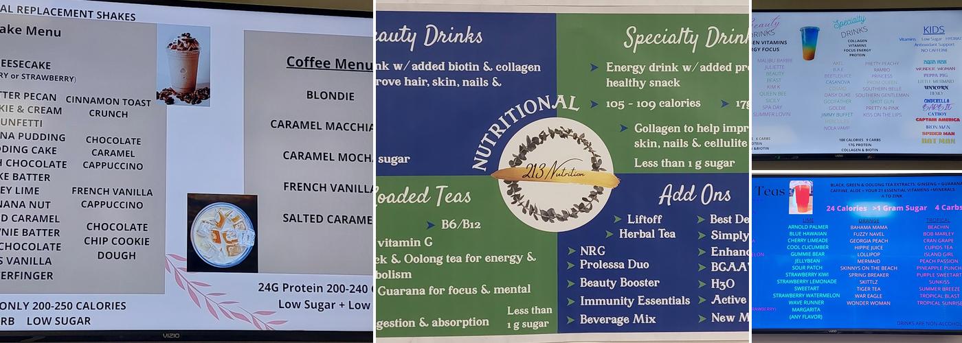 213 Nutrition Menu
