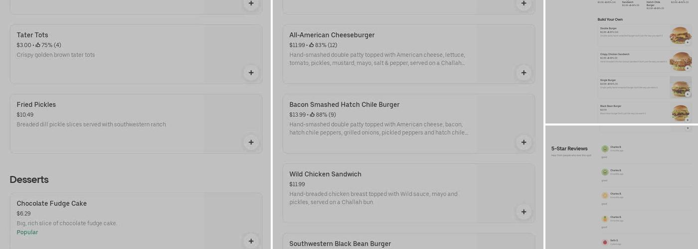 Wild Burger Menu