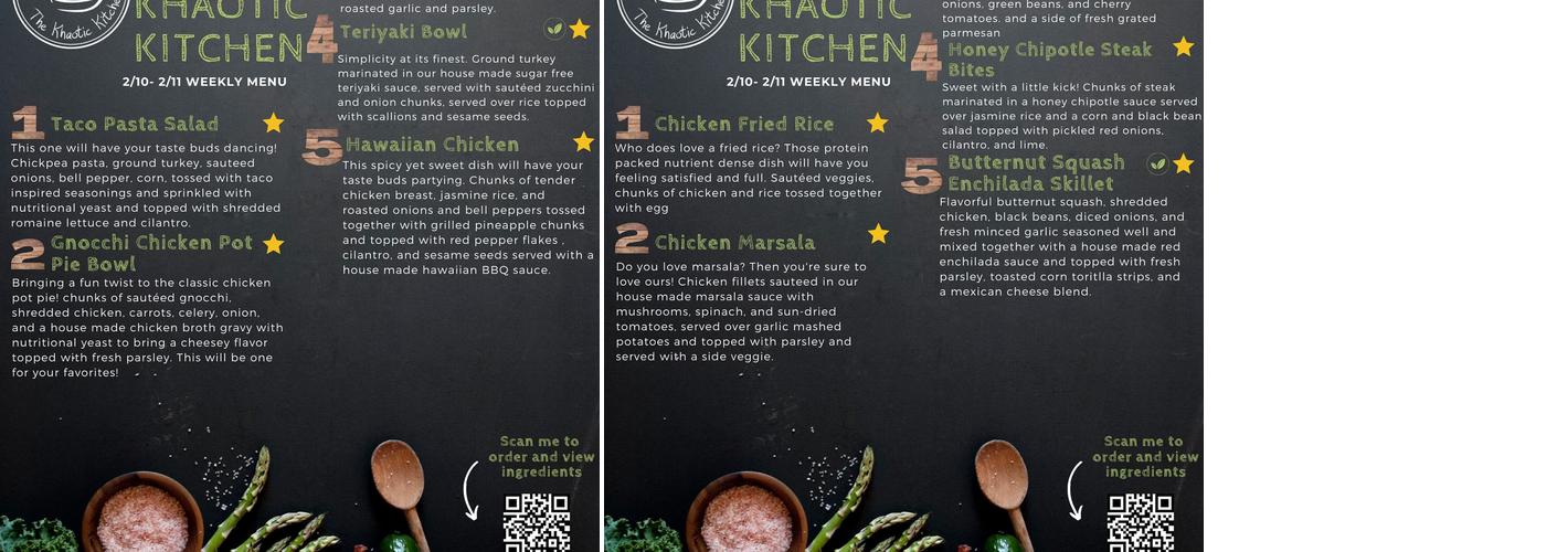 Khaotic Kitchen Menu