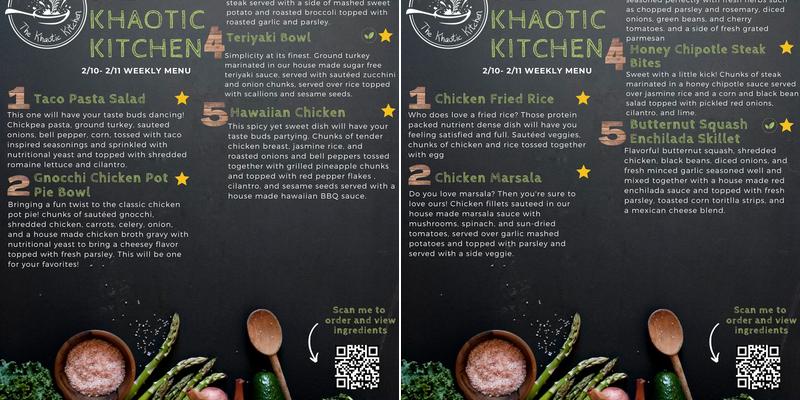 Khaotic Kitchen Menu