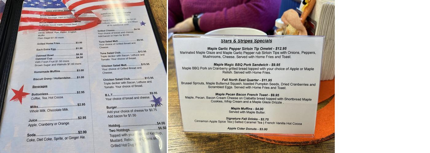 Stars & Stripes Menu