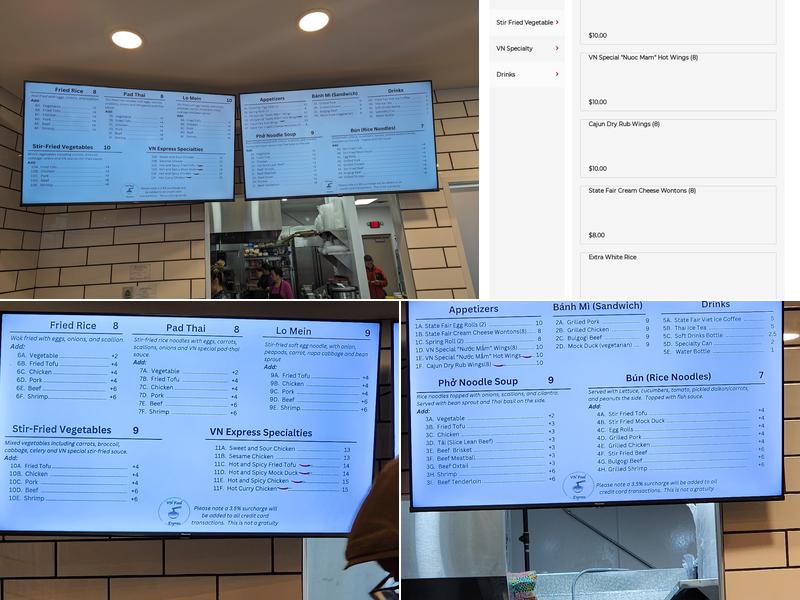 VN Express Food Menu