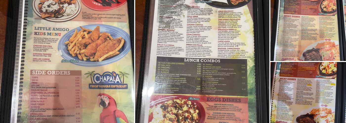 Mi Tierra Menu