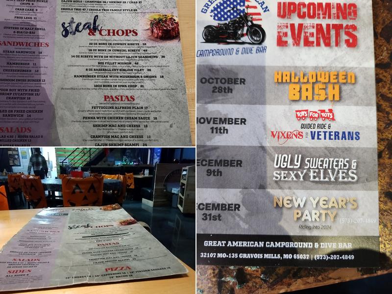 Great American Campground & Dive Bar Menu