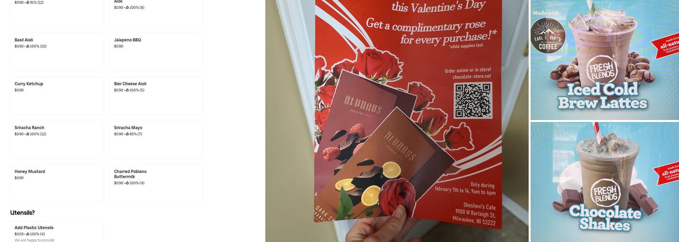 Shoshovi's Cafe Menu