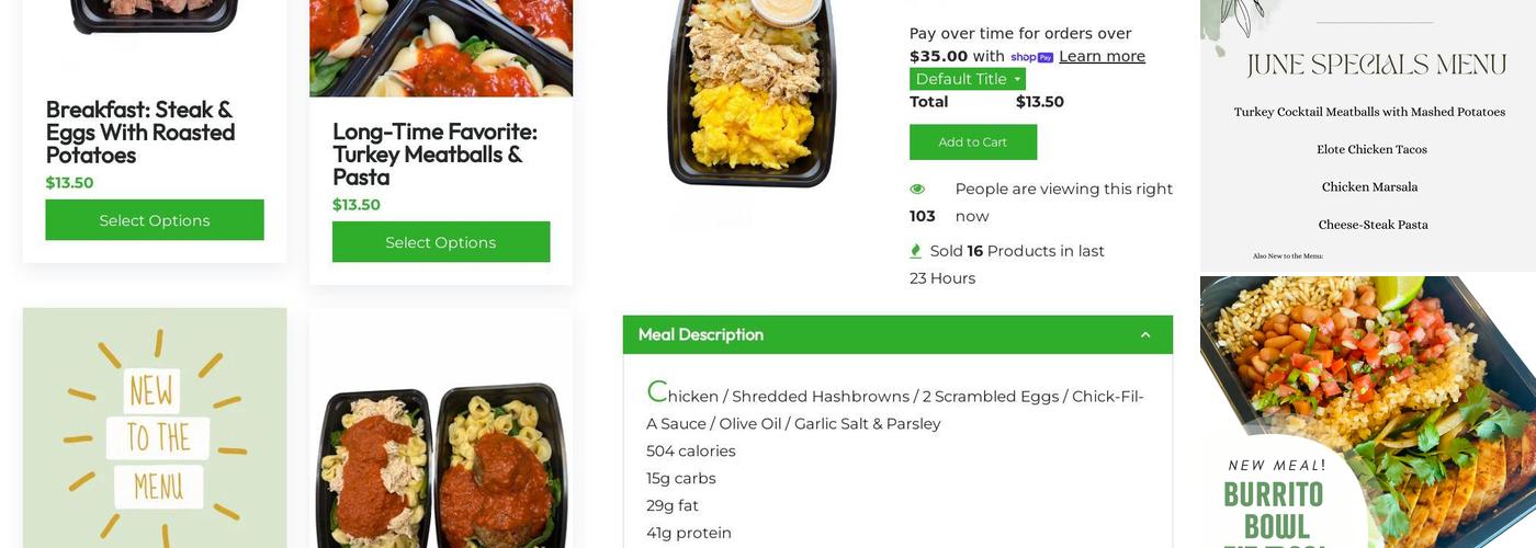Macro Made Meals Menu