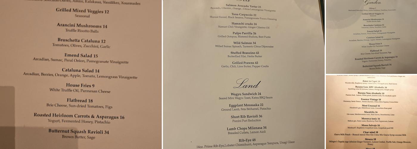Cataluna Menu