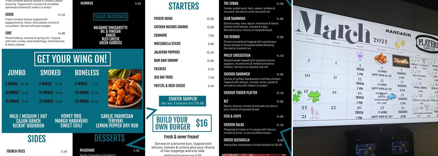 Players Grille - Mandarin Menu