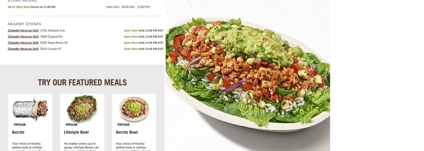Chipotle Mexican Grill Menu