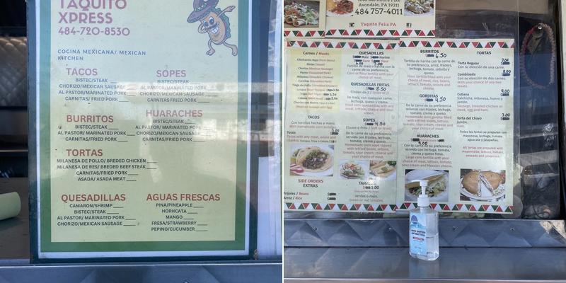 Taquito Xpress Menu