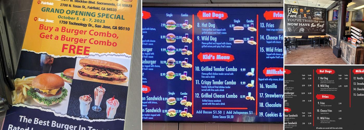 Fred's Burger Menu