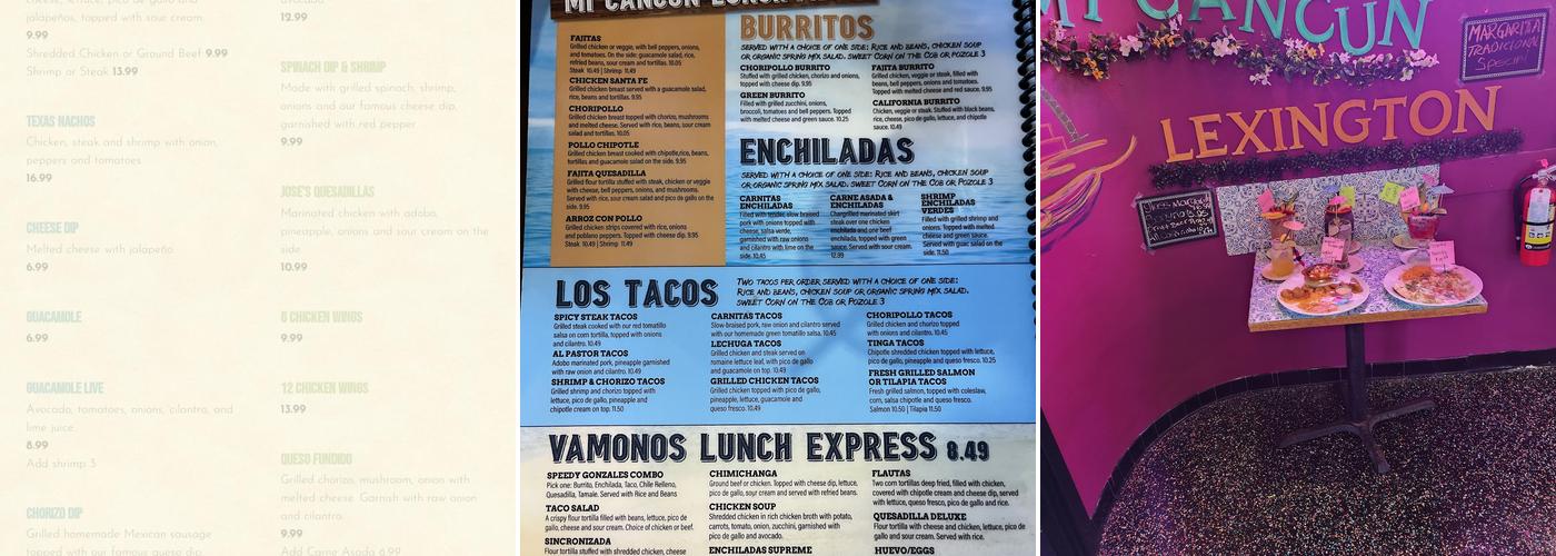 Mi cancun Lexington Nc Menu