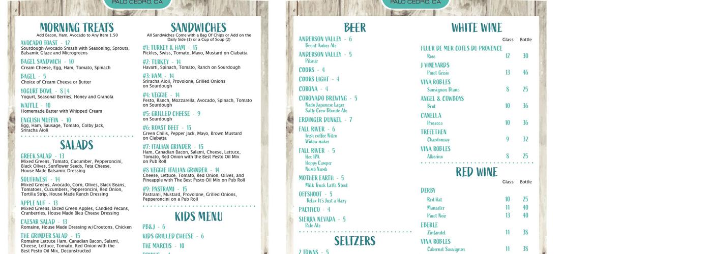 The Porch Menu