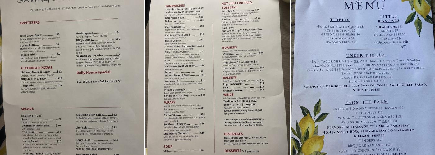 Saving Grace Kitchen Menu