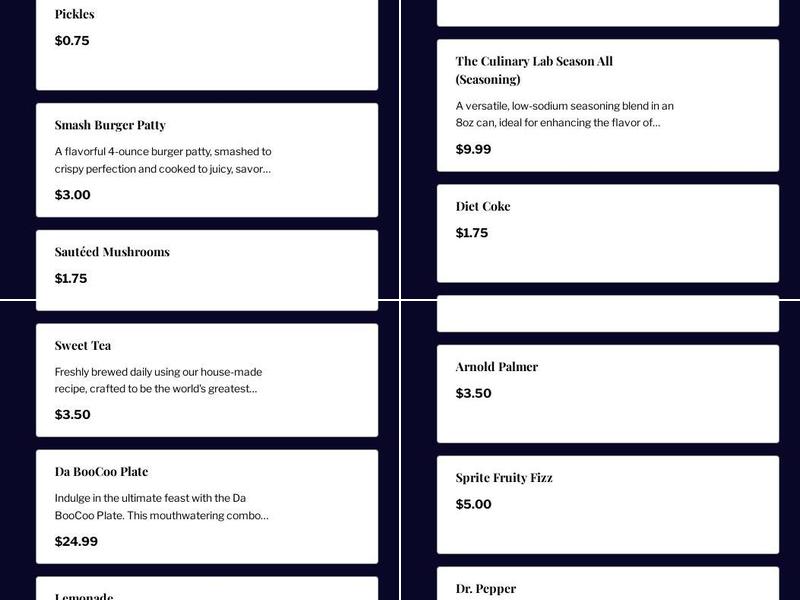 THE CULINARY LAB Menu