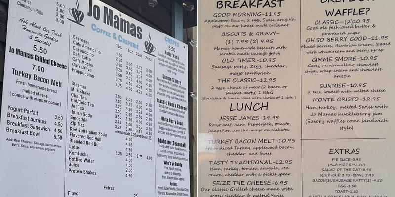 Jo Mamas Menu
