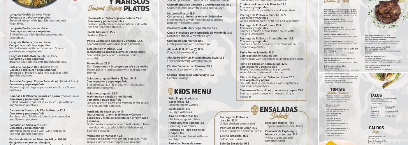 Botana Cantina & Grill Menu