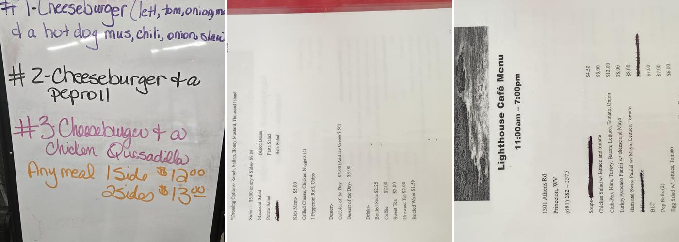 Lighthouse Cafe Menu