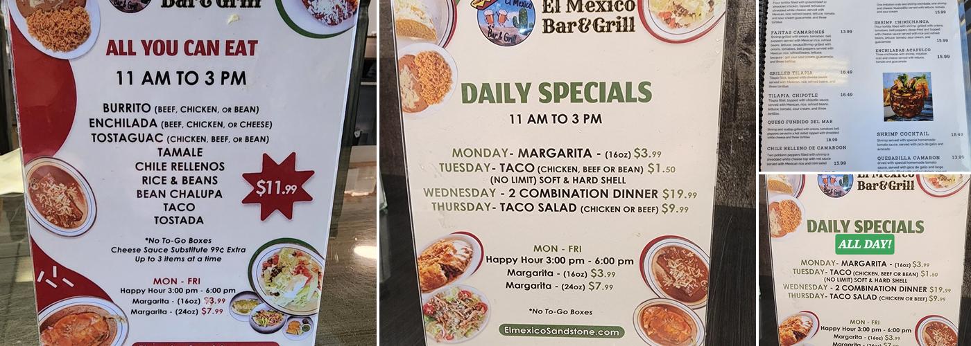 EL Mexico Menu