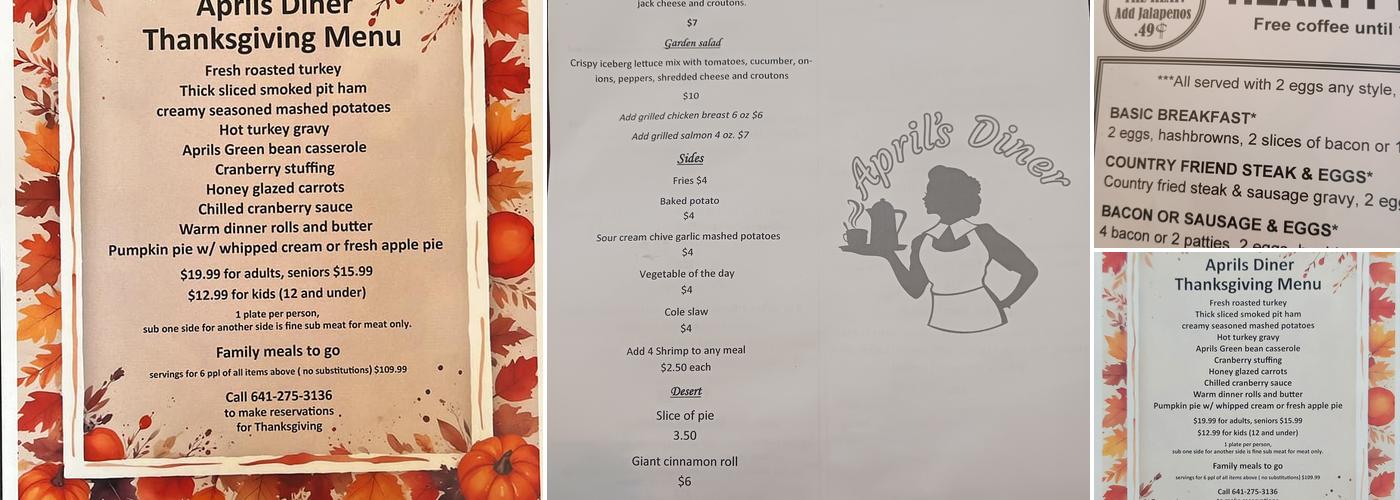 April's Diner Menu