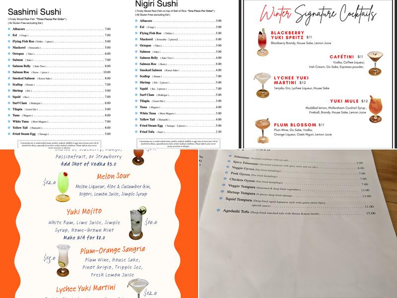 Sushi Yuki Menu