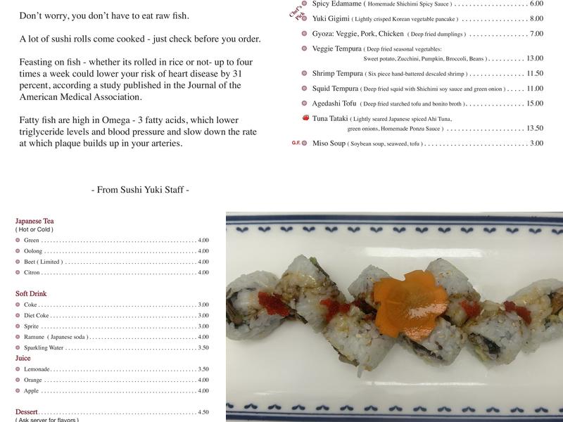 Sushi Yuki Menu