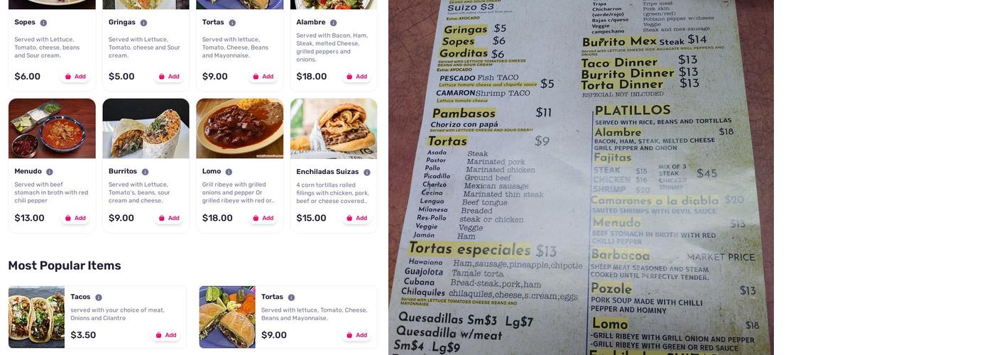 Taqueria Cdmx Menu