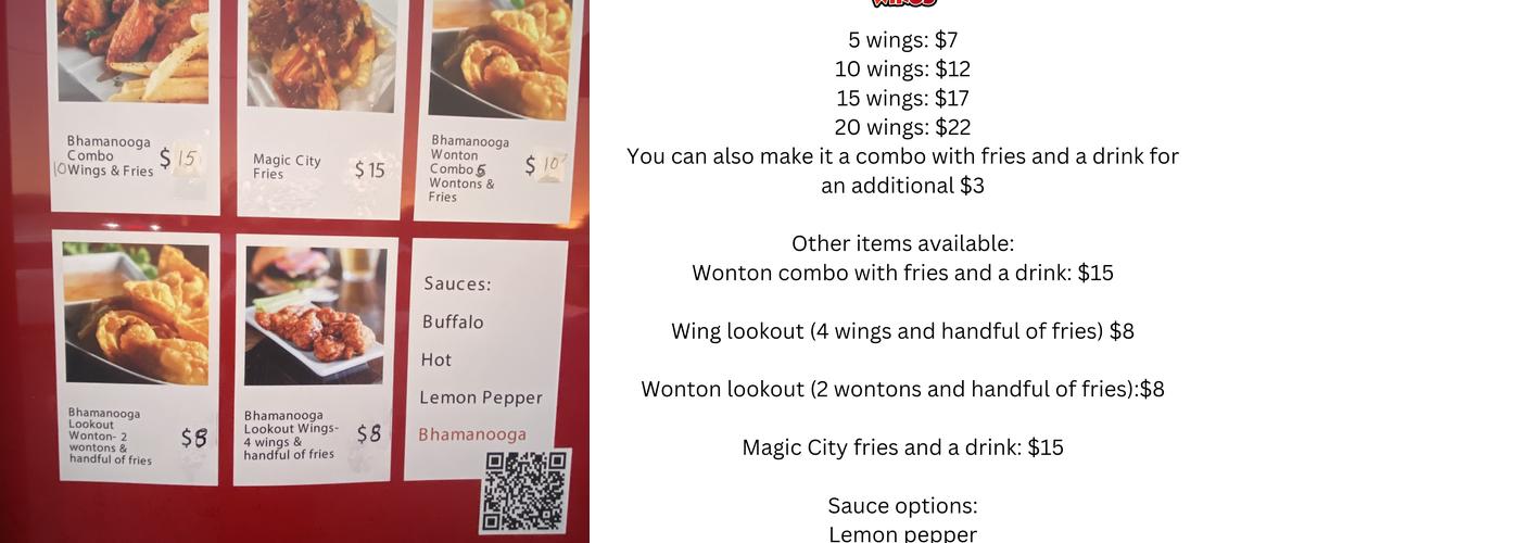 Bhamanooga Wings Menu
