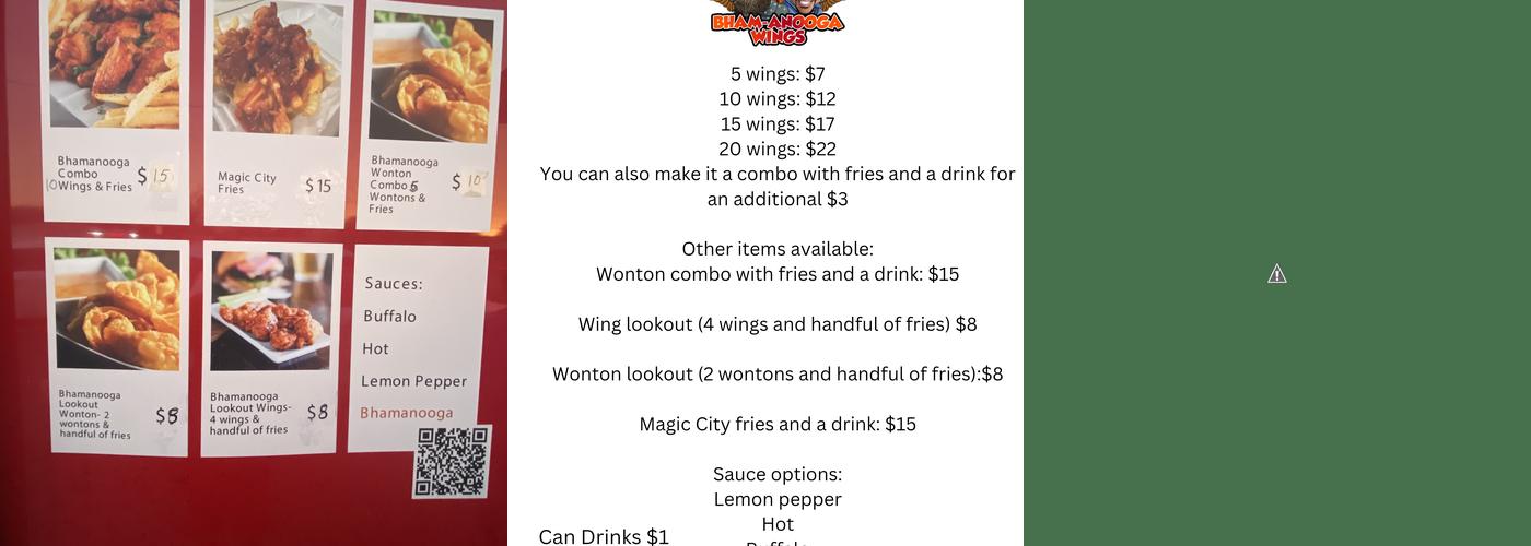 Bhamanooga Wings Menu