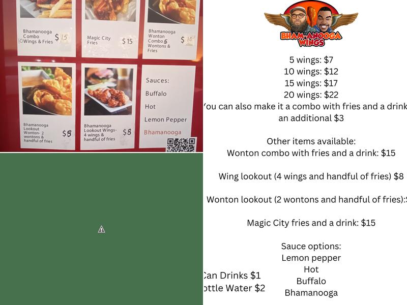 Bhamanooga Wings Menu