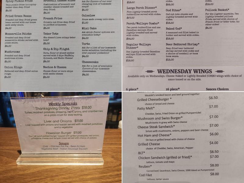 Gilly's Old Habits Menu