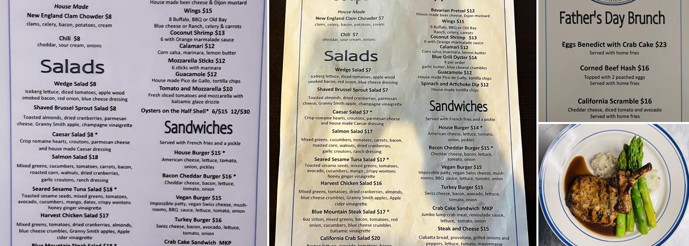 Blue Mountain Grill Menu