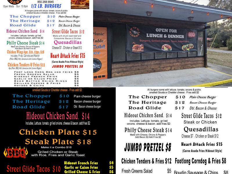 The Hideout Menu