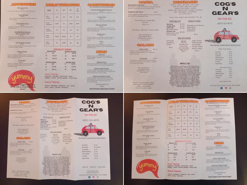 Cogs N Gears Game Cafe Menu